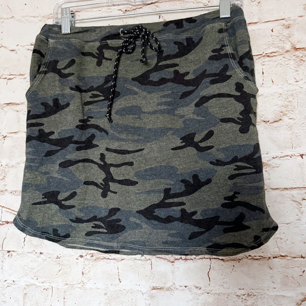 Sundry camouflage terry mini skirt